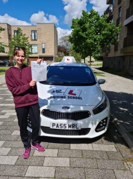 Congratulations to Vira from Cambridge who passed 1st time on the 19-5-21 after taking driving lessons with MR.L Driving School....