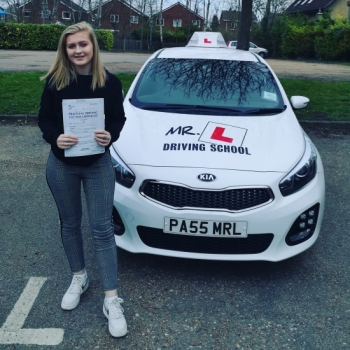 Congratulations to Sarah Stebbings who passed in Cambridge on the 20-3-19 after taking driving lessons with MR.L Driving School.