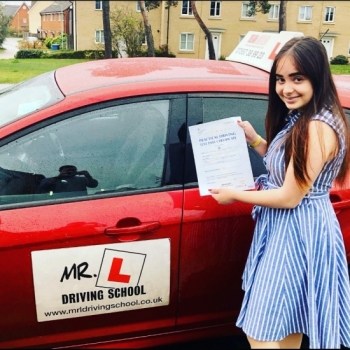 Congratulations to Martyna Majchrzak from Red Lodge who passed 1st time in Cambridge on the 21-10-19 after taking driving lessons with MR.L Driving School.