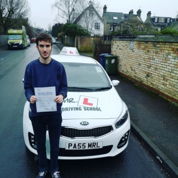 Congratulations to David Kovalenko from Cambridge who passed on the 23-1-20 after taking driving lessons with MR.L Driving School.