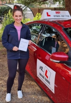 Congratulations to Lydia Seed who passed her driving test 1st time in Cambridge on the 11-4-22 after taking driving lessons with MR.L Driving School.