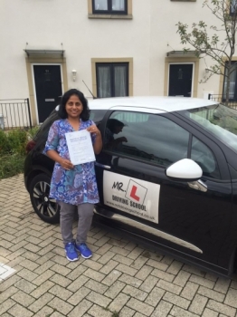 Congratulations to Kavitha from Cambridge who passed 1st time on the 4-9-16 after taking driving lessons with MRL Driving School