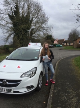 Congratulations to Chloe Munn from Soham who passed in Cambridge on the 10-3-18 after taking driving lessons with MRL Driving School