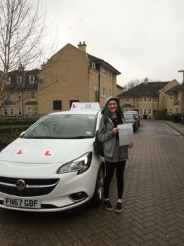 Congratulations to Cheshia who passed 1st time in Cambridge on the 1-2-18 after taking driving lessons with MRL Driving School