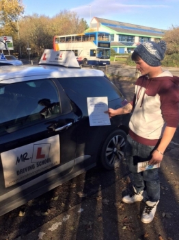 Congratulations to Callum from St Ives who passed 1st time in Cambridge on the 2-12-15 after taking driving lessons with MRL Driving School