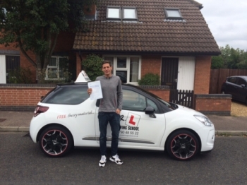 Congratulations to Damien from Cambridge who passed 1st time on the 4-9-15 after taking driving lessons with MRL Driving School