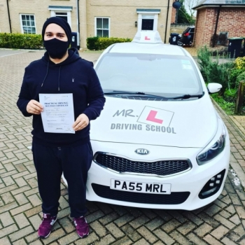 Congratulations to Andrei Tudor from Soham who passed 1st time in Cambridge on the 22-12-20 after taking driving lessons with MR.L Driving School.