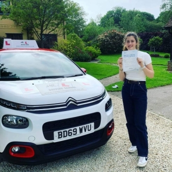 Congratulations to Anna Mavroghenis who passed 1st time in Bury St Edmunds on the 4-6-21 after taking driving lessons with MR.L Driving School.