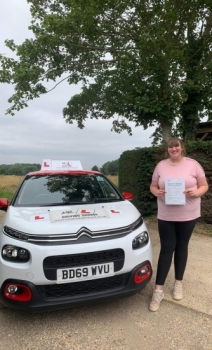 Congratulations to Faye Mansfield from Soham who passed her driving test 1st time in Cambridge on the 23-7-21 after taking driving lessons with MR.L Driving School.