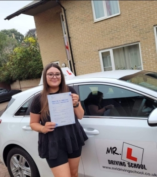 Congratulations to India from Newmarket who passed 1st time in Cambridge on the 9-9-21 after taking driving lessons with MR.L Driving School.