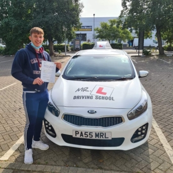 Congratulations to Sam Chapman from Burwell who passed his driving test 1st time with just 2dfs in Cambridge on the 13-9-21 after taking driving lessons with MR.L Driving School.