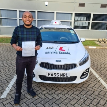 Congratulations to Brian Bien from Cambridge who passed his driving test 1st time in Cambridge on the 29-9-21 with only 2 driving faults after taking driving lessons with MR.L Driving School.