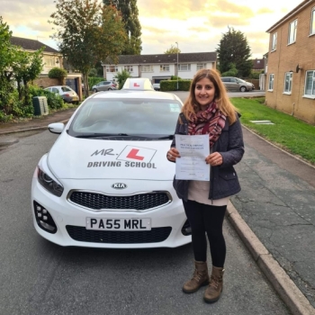 Congratulations to Samar Helow from Cambridge who passed her driving test 1st time on the 5-10-21 after taking driving lessons with MR.L Driving School.
