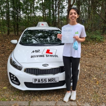 Congratulations to Holly Vincent from Fordham who passed her driving test 1st time in Cambridge on the 8-10-21 after taking driving lessons with MR.L Driving School.