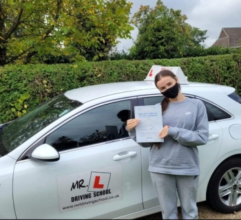 Congratulations to Nicole Keane from Cambridge who passed her driving test 1st time on the 8-10-21 after taking driving lessons with MR.L Driving School.