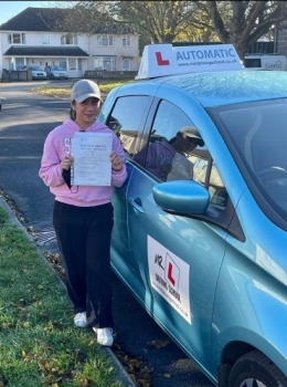 Congratulations to Maria Bone who passed her automatic driving test 1st time in Cambridge on the 23-11-21 after taking driving lessons with MR.L Driving School.