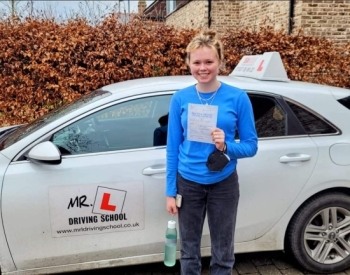 Congratulations to Ella Craddock who passed her driving test 1st time in Cambridge on the 22-12-21 after taking driving lessons with MR.L Driving School.