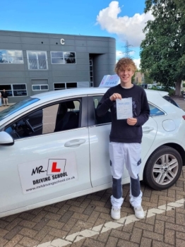 Congratulations to Finn Egan from Burwell who passed his driving test 1st time in Cambridge on the 16-9-22 after taking driving lessons with MR.L Driving School.