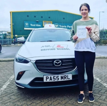 Congratulations to Isabel Ayres from Burwell who passed her driving test 1st time in Cambridge on the 16-2-23 after taking driving lessons with MR.L Driving School.