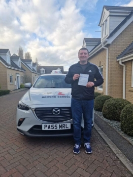 Congratulations to Ryan Willett from Soham who passed an extended driving test 1st time in Bishop´s Stortford on the 17-2-23 after taking driving lessons with MR.L Driving School.