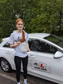 Congratulations to Carmen Leacy who passed her driving test 1st time in Bury St Edmunds on the 12-5-23 after taking driving lessons with MR.L Driving School.