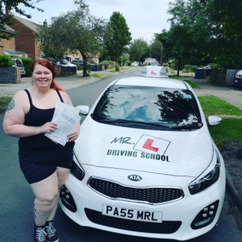 Congratulations to Megan Beth Emery from Cambridge who passed 1st time on the 8-7-19 after taking driving lessons with MR.L Driving School.