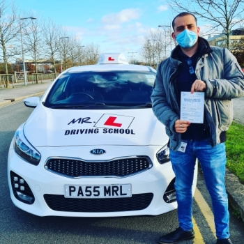 Congratulations to Sam Abi-Khalil who passed his driving test 1st time in Cambridge on the 5-1-22 after taking driving lessons with MR.L Driving School.