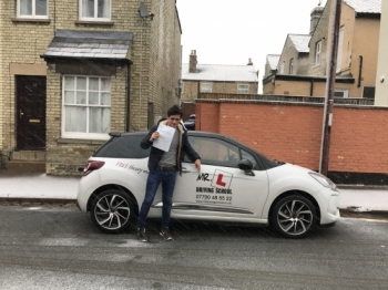 Congratulations to Sean Jackson from Newmarket Having failed 8 times with other driving schools Iacute;m chuffed to say Sean passed 1st time with us Sean passed in Cambridge on the 13-1-17 with just 4 minors