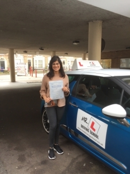 Congratulations to Alysha Pancholi from Newmarket who passed first time with only 2 minor faults in Cambridge on the 17-2-17 after taking driving lessons with MR.L Driving School....