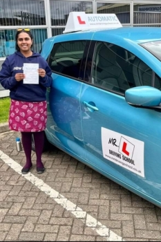 Congratulations to Mary Santhana Raj who passed her automatic driving test 1st time in Cambridge on the 7-4-22 after taking driving lessons with MR.L Driving School.