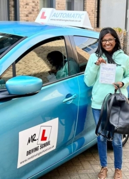 Congratulations to Fadia Husain who passed her automatic driving test 1st time in Cambridge with just 2 driving faults on the 21-4-22 after taking driving lessons with MR.L Driving School.