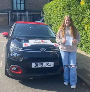 Congratulations to Megan Tagg who passed her driving test 1st time in Cambridge on the 6-5-22 after taking driving lessons with MR.L Driving School.