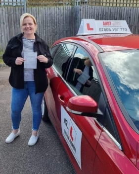 Congratulations to Danielle Hodson who passed her driving test 1st time in Cambridge on the 10-5-22 after taking driving lessons with MR.L Driving School.