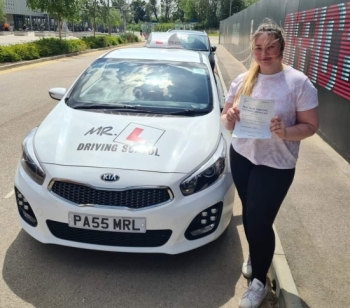 Congratulations to Jodie Bass who passed her driving test 1st time in Cambridge on the 13-5-22 after taking driving lessons with MR.L Driving School.