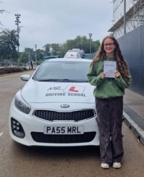 Congratulations to Holly Dack from Ely who passed her driving test in Cambridge on the 9-9-22 after taking driving lessons with MR.L Driving School.