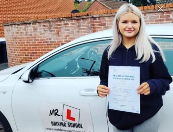 Well done to Mia Atkins from Red Lodge who passed her driving test in Cambridge on the 11-9-22 after taking driving lessons with MR.L Driving School.