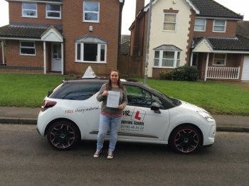 Congratulations to Jade Whippy from Ashley who passed in Cambridge on the 21-1-16 after taking driving lessons with MRL Driving School