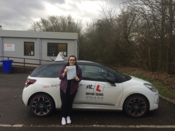 Congratulations to Danielle from Newmarket who passed 1st time in Cambridge on the 22-12-15 after taking driving lessons with MRL Driving School