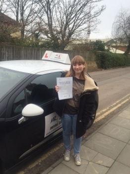 Congratulations to Lillie Neill from Ely who passed 1st time in Cambridge on the 15-3-16 after taking driving lessons with MRL Driving School